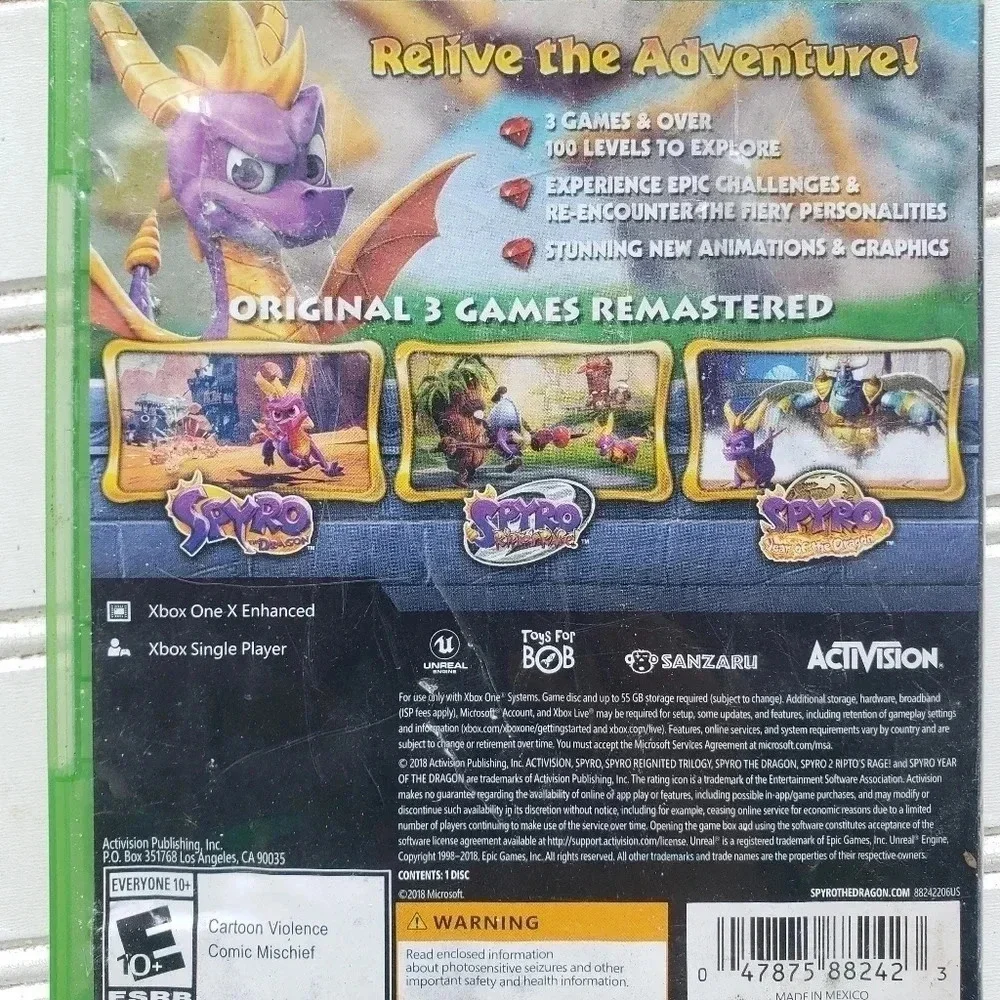 Spyro Reignited Trilogy (Microsoft Xbox One / Series X, 2018) 3 Remastered Games